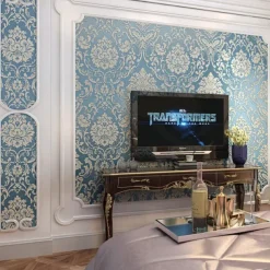 Wallpaper Wall Covering Sticker Film Peel And Stick Modern Water Ripple 3D NonWoven Home Decor 53*950 cm,Adhesive Required