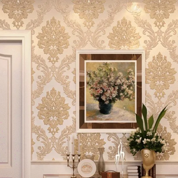 Wallpaper Wall Covering Sticker Film Peel And Stick Modern Water Ripple 3D NonWoven Home Decor 53*950 cm,Adhesive Required