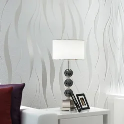 Wallpaper Wall Covering Sticker Film Peel And Stick Modern Water Ripple 3D NonWoven Home Decor 53*950 cm,Adhesive Required