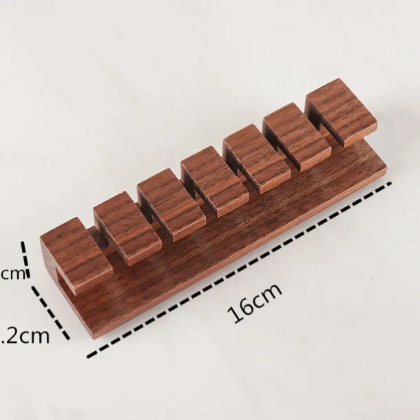 Walnut Wood Cable Organizer, Desk Cord Management Clip, Headphone Wire Holder, Solid Wood Cable Clamp for USB Charging Cables, Power Cords, Office and Home Wire Storage