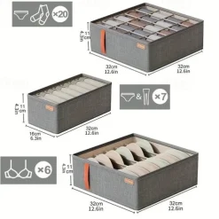 Wardrobe Clothes Organizer, Underwear Socks Bra Storage Box, Fabric Foldable Cabinet Organizer, Drawer Organizer For Storing Pants, Socks, Bras, Underwear, Ties