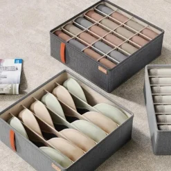 Wardrobe Clothes Organizer, Underwear Socks Bra Storage Box, Fabric Foldable Cabinet Organizer, Drawer Organizer For Storing Pants, Socks, Bras, Underwear, Ties