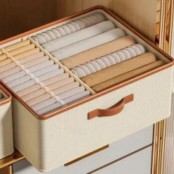 Wardrobe Clothes Storage Box, Fabric Foldable Storage Box, Storage Organizer Case, Large Capacity Clothes Pants Underwear Socks Sorting Storage Case, Household Storage Organizer