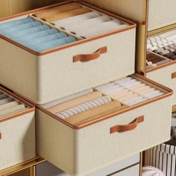 Wardrobe Clothes Storage Box, Fabric Foldable Storage Box, Storage Organizer Case, Large Capacity Clothes Pants Underwear Socks Sorting Storage Case, Household Storage Organizer