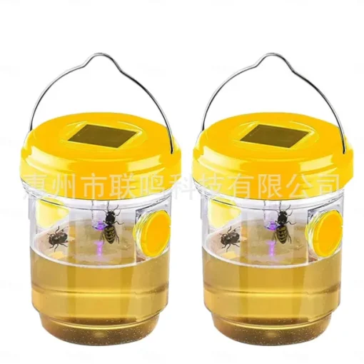 Wasp Traps Outdoor Hanging, Solar Bee Trap for Outside, Hornet Traps, Bee Wasp Catcher Outside Garden