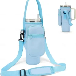 Water Bottle Carrier Bag for Stanley 40oz Tumbler with Phone Pocket Neoprene Water Bottle Holder with Shoulder & Handheld Strap Stanley Cup Accessories