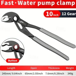 Water Pump Pliers Quick-Release Plumbing Pliers Pipe Wrench Adjustable Water Pipe Clamp Pliers Household Hand Tools Multi-functional Kitchen Sink Spanner Wrench That Defend Bath
