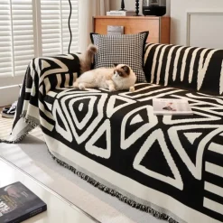 Water Resistant Boho Couch Cover, Soft Chenille Couch Cover for Dogs Washable, Couch Covers for 3 Cushion Couch Sofa Pet Friendly, Thick, Dirt Resistant