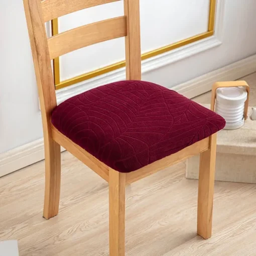 Water Resistant Jacquard Large Leaf Seat Covers for Dining Room Slightly Anti-splashing Small Seat Cushion Cover Anti-slip Elastic Anti-cat Scratching Seat Cover 1PC