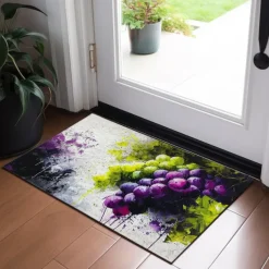 Watercolor Fruit Grapes Doormat Kitchen Mat Floor Mat Non-Slip Area Rug Oil Proof Rug Indoor Outdoor Mat Bedroom Decor Bathroom Mat Entrance Rug