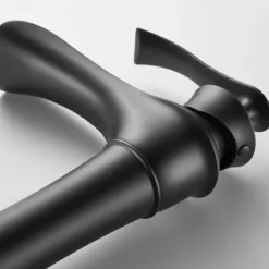 Waterfall Basin Sink Mixer Faucet Black, Tall Bathroom Taps Single Handle One Hole with Hot and Cold Hose Vessel Water Tap Deck Mounted