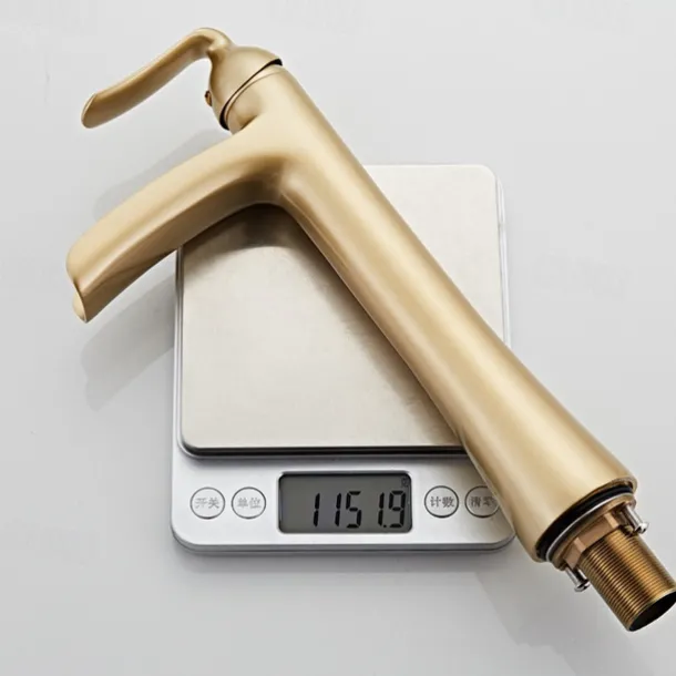 Waterfall Bathroom Faucet, Rustic Nickel Single Handle One Hole Brass Waterfall Bathroom Sink Faucet with Hot and Cold Water