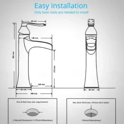 Waterfall Bathroom Faucet, Rustic Nickel Single Handle One Hole Brass Waterfall Bathroom Sink Faucet with Hot and Cold Water