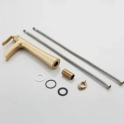 Waterfall Bathroom Faucet, Rustic Nickel Single Handle One Hole Brass Waterfall Bathroom Sink Faucet with Hot and Cold Water