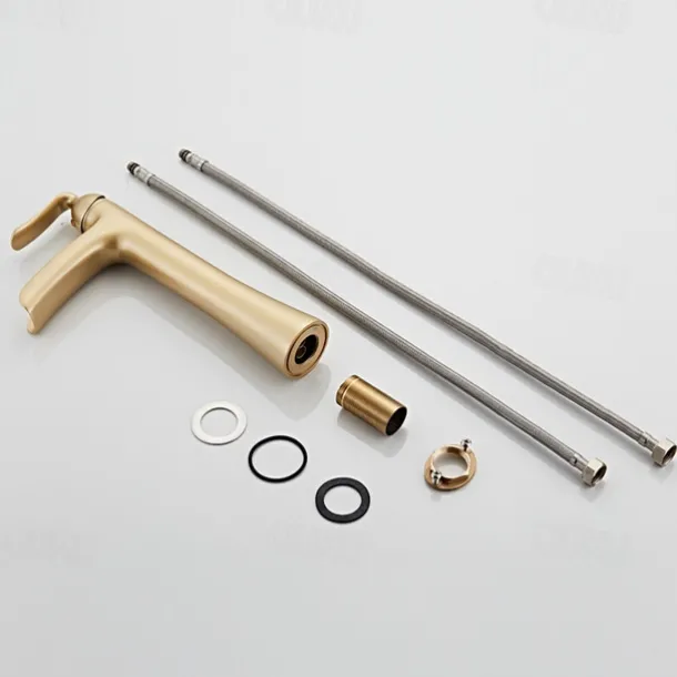 Waterfall Bathroom Faucet, Rustic Nickel Single Handle One Hole Brass Waterfall Bathroom Sink Faucet with Hot and Cold Water