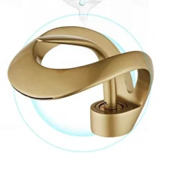 Waterfall Bathroom Sink Faucet, Centerset Curved Single Handle One Hole Bath Taps with Hot and Cold Water Switch, Ceramic Valve Insides