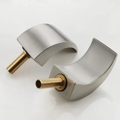 Waterfall Bathroom Sink Faucet LED Light Deck Mounted Brass, Widespread 2 Handle 3 Hole Bath Vessel Taps with Hot and Cold Water Hose