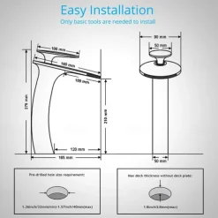 Waterfall Bathroom Sink Faucet with Supply Hose,Single Handle Single Hole Vessel Lavatory Faucet,Slanted Body Basin Mixer Tap Tall Body Commercial