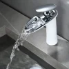 Waterfall Bathroom Sink Mixer Faucet, Mono Wash Basin Single Handle Basin Taps with Hot and Cold Hose Monobloc Vessel Water Brass Tap Deck Mounted