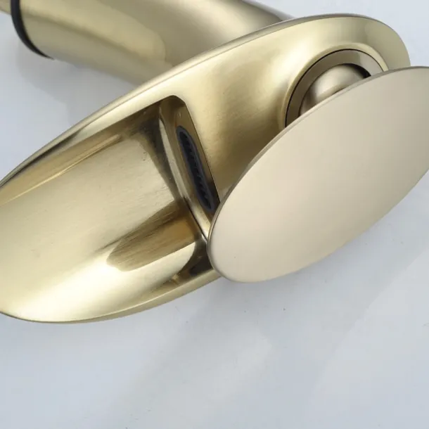 Waterfall Bathroom Sink Mixer Faucet, Mono Wash Basin Single Handle Basin Taps with Hot and Cold Hose Monobloc Vessel Water Brass Tap Deck Mounted