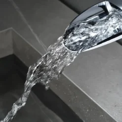 Waterfall Bathroom Sink Mixer Faucet, Mono Wash Basin Single Handle Basin Taps with Hot and Cold Hose Monobloc Vessel Water Brass Tap Deck Mounted