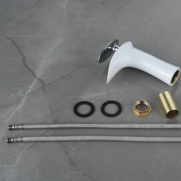 Waterfall Bathroom Sink Mixer Faucet, Mono Wash Basin Single Handle Basin Taps with Hot and Cold Hose Monobloc Vessel Water Brass Tap Deck Mounted