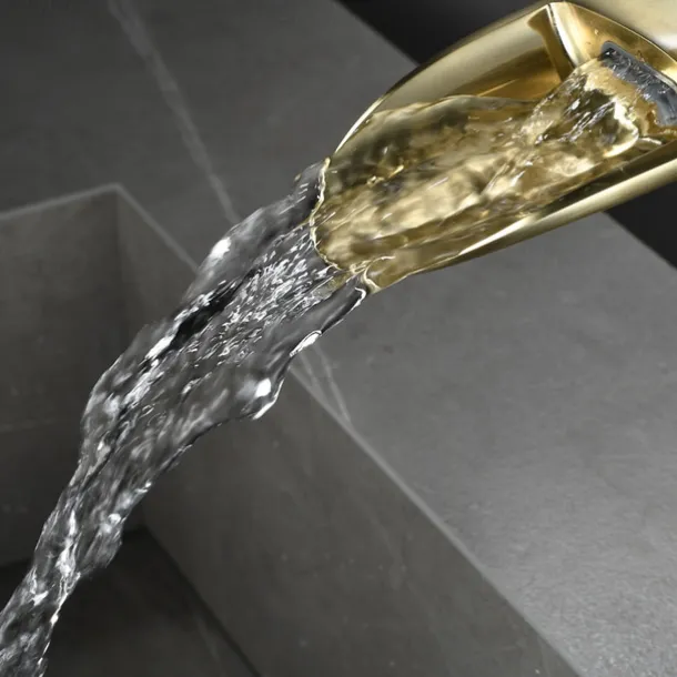 Waterfall Bathroom Sink Mixer Faucet, Mono Wash Basin Single Handle Basin Taps with Hot and Cold Hose Monobloc Vessel Water Brass Tap Deck Mounted