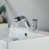 Waterfall Bathroom Sink Mixer Faucet, Mono Wash Basin Single Handle Basin Taps, Monobloc Vessel Water Brass Tap Deck Mounted with Hot and Cold Hose