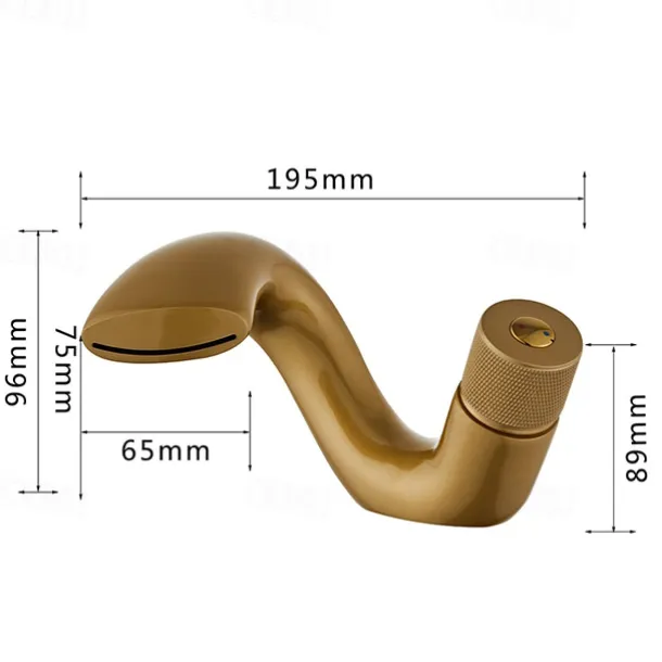 Waterfall Bathroom Sink Mixer Faucet, Mono Wash Basin Single Handle Basin Taps, Monobloc Vessel Water Brass Tap Deck Mounted with Hot and Cold Hose