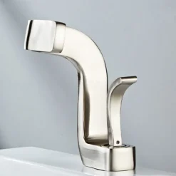 Waterfall Bathroom Sink Mixer Faucet Brass, Basin Taps Single Handle One Hole with Hot and Cold Hose Vessel Water Tap Deck Mounted