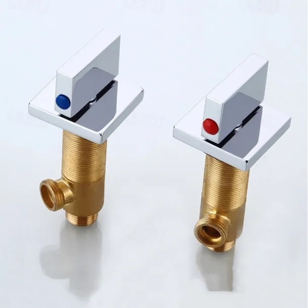 Waterfall Bathroom Sink Mixer Faucet LED Light Deck Mounted Brass, Widespread 2 Handle 3 Hole Washroom Basin Vessel Taps with Hot and Cold Water Hose