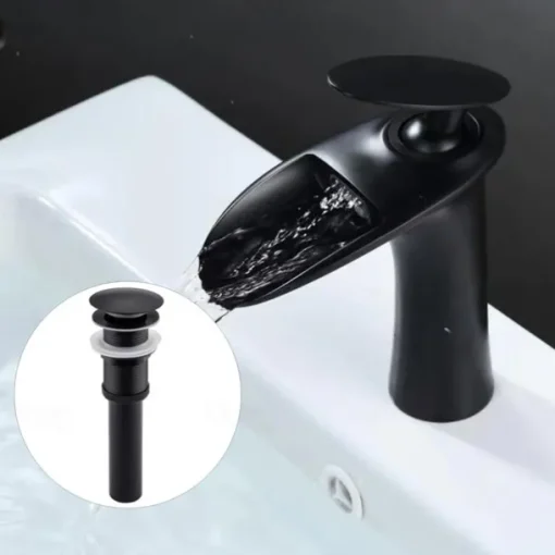 Waterfall Bathroom Sink Mixer Faucet, Mono Wash Basin Single Handle Basin Taps with Hot and Cold Hose Monobloc Vessel Water Brass Tap Deck Mounted