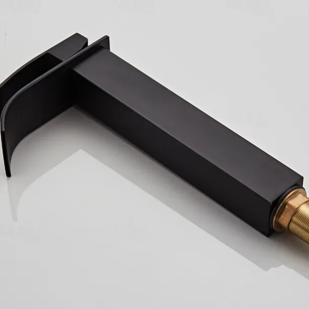 Waterfall Bathroom Sink Mixer Faucet Tall Short, Mono Wash Basin Single Handle Basin Taps, Washroom with Hot and Cold Hose Monobloc Vessel Water Brass Tap Deck Mounted Golden Black