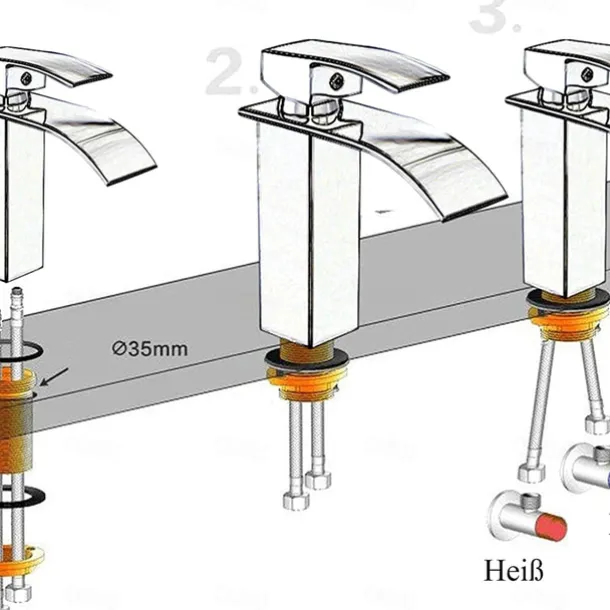 Waterfall Bathroom Sink Mixer Faucet Tall Short, Mono Wash Basin Single Handle Basin Taps, Washroom with Hot and Cold Hose Monobloc Vessel Water Brass Tap Deck Mounted Golden Black