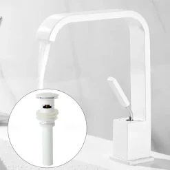 Waterfall Bathroom Sink Mixer Faucet, Monobloc Basin Taps Single Handle Wash Basin Faucets with Hot and Cold Hose Vessel Water Brass Tap Deck Mounted
