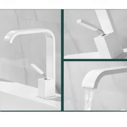 Waterfall Bathroom Sink Mixer Faucet, Monobloc Basin Taps Single Handle Wash Basin Faucets with Hot and Cold Hose Vessel Water Brass Tap Deck Mounted