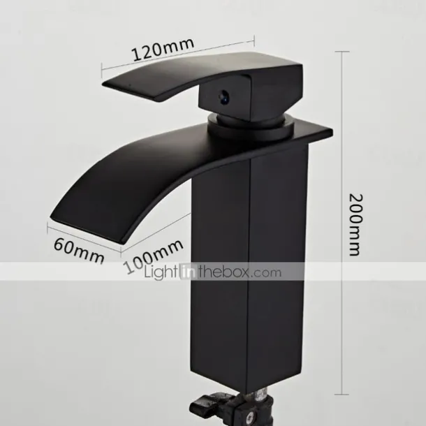 Waterfall Bathroom Sink Mixer Faucet Tall, Modern Style Brass Basin Taps Chrome Vessel Single Handle One Hole Bath Taps with Cold and Hot Water Hose