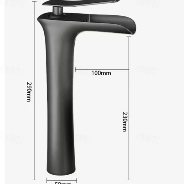 Waterfall Bathroom Sink Mixer Faucet Tall, Mono Wash Basin Single Handle Basin Taps Washroom with Hot and Cold Hose Monobloc Vessel Water Brass Tap Deck Mounted Grey Black Golden