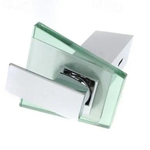 Waterfall Bathroom Sink Mixer Faucet Chrome, Led Faucet Lights Color Changing Battery Powered, Single Hole Single Handle Basin Taps, Brass Washroom Facuet with Glass Spout