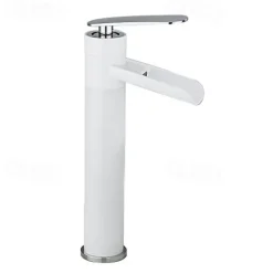 Waterfall Bathroom Sink Mixer Faucet Tall, Antique Brass Single Handle Basin Taps with Cold and Hot Hose