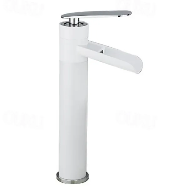 Waterfall Bathroom Sink Mixer Faucet Tall, Antique Brass Single Handle Basin Taps with Cold and Hot Hose