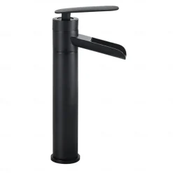 Waterfall Bathroom Sink Mixer Faucet Tall, Antique Brass Single Handle Basin Taps with Cold and Hot Hose