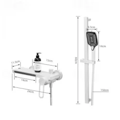 Waterfall Bathtub Faucet, Minimalist Style Bathroom High Pressure High Flow Bath Shower Mixer Taps, Height Adjustable Handheld Shower Faucet Included, Ceramic Valve Insides