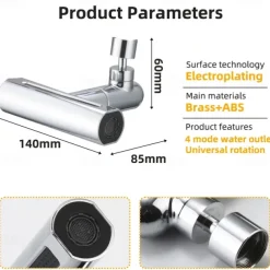 Waterfall Faucet accessory, Waterfall Kitchen Tap Universal Bathroom Kitchen Faucet Multi Function 4 in 1 360 Swiveling Sprayer Head Filter