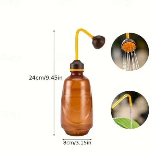 Watering Can with Detachable Shower Head - Flexible Long Nozzle, Squeeze Trigger, Transparent Plastic Plant Sprinkler for Indoor & Outdoor Gardening