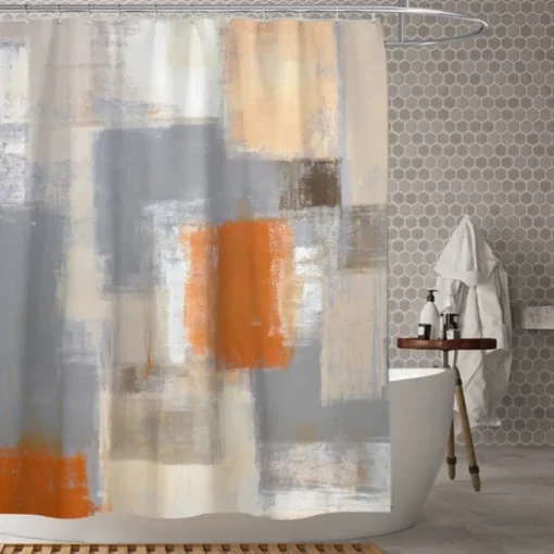 Waterproof Fabric Shower Curtain with Hooks 180cm*180cm(70"*70") Bathroom Decoration Modern Geometric Abstract