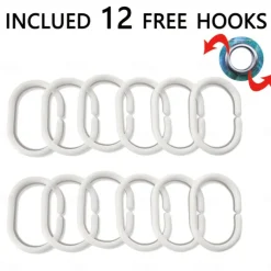 Waterproof Fabric Shower Curtain with Hooks 180cm*180cm(70