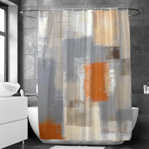Waterproof Fabric Shower Curtain with Hooks 180cm*180cm(70"*70") Bathroom Decoration Modern Geometric Abstract