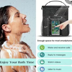 Waterproof Hanging Shower Caddy Organizer with 7 Flexible Holders.Quick Dry Mesh Toiletry Bag with Touch-Friendly Pocket for Smartphones Wall-Mount Shower Tote for College Dorm Gym and Travel 1PCS