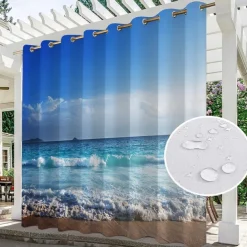 Waterproof Indoor Outdoor Curtains Sunflowers for Wedding Patio Thick Privacy Grommet Curtains for Wedding Bedroom, Living Room, Porch, Pergola, Cabana